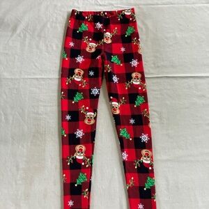 No Boundaries Red and Black Reindeer Leggings Junior 3-5